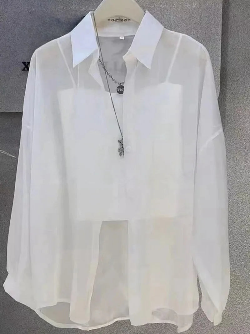 New Women's Shirt | Lightweight Breathable, Solid Color, Straight Button Placket, Lapel, Long-Sleeve, Outerwear & Sun-Protective    Your Coastal Marketplace | Shoreshopper.com