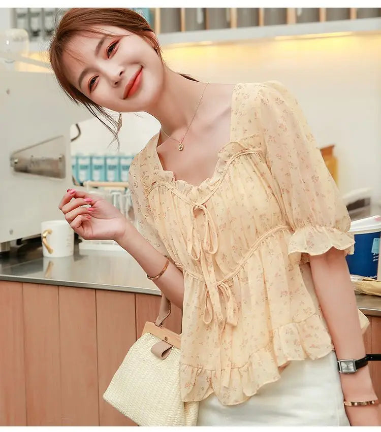 Shirts & Blouses for Women Simple Woman Top Ruffleswith Print New Collection 2025 Fashion Korea Stylish Summer Novelties M Tall    Your Coastal Marketplace | Shoreshopper.com