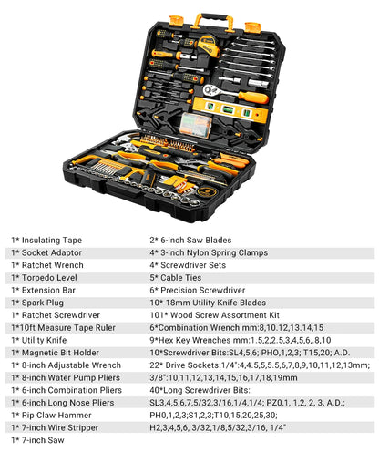 DEKO 228Pcs Socket Wrench Auto Repair Tool Combination Package Mixed Tool Set Hand Tool Kit with Plastic Toolbox Storage Case - ShoreCo.Shop