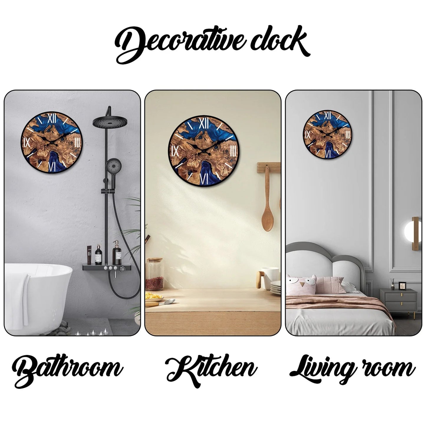 Abstract Roman Numeral Wooden Wall Clock for Living Room, Bedroom, Kitchen, Home Decoration, Silent Quartz Clock, Holiday Gift, 10 Inches, 12 Inches 14inch 16inch (No Battery)    Home Decor Supply | Online Retail | ShoreShopper.com
