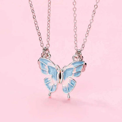 Best Friends Pendant Necklace For Woman Girls Magnetism Sequin Couple Crystal Chain Choke BFF Friendship Forever Jewelry Gift