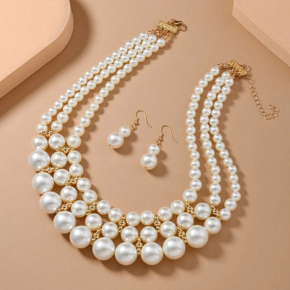 Bridal Wedding Jewelry Set New Fashion Multi layer Handmade Imitation Pearl Necklace and Earrings Women's Party Accessories    Home Decor Supply | Online Retail | ShoreShopper.com