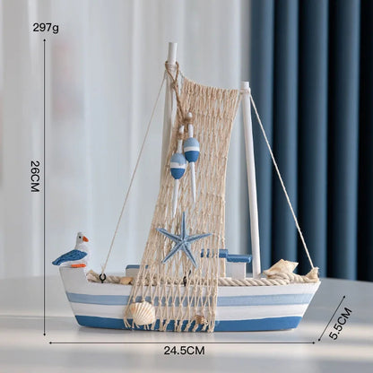 2025 Mediterranean Style Wooden Sailing Boat Model Ocean Style Desktop Ornament Crafts Small Wood Boat Kids Room Home Decor Gift    Your Coastal Marketplace | Shoreshopper.com