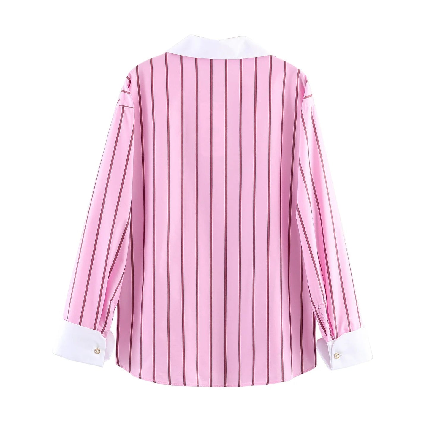 HH Women Spring Casual Shirt Pink Striped Lapel Long Sleeve Single Breasted Fashion Female Elegant Loose Versatile Blouse Mujer    Your Coastal Marketplace | Shoreshopper.com
