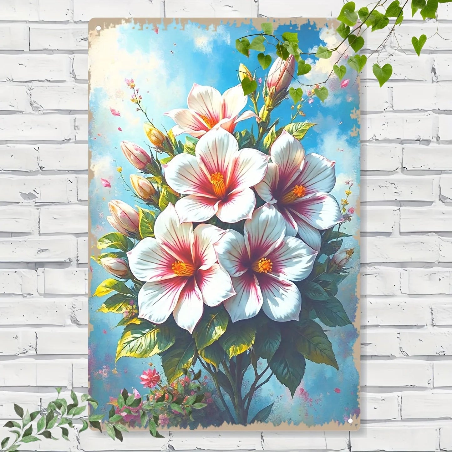 Vibrant 2D Hibiscus Flower Metal Wall Art - Hand-Painted 8x12 Inch Aluminum Decor for Home & Office, Ideal Room Accent    Home Decor Supply | Online Retail | ShoreShopper.com