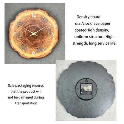 1pc wooden ring veneer wall clock, flat wood cross section texture pattern solid wood pointer design wall clock, silent clock    Home Decor Supply | Online Retail | ShoreShopper.com