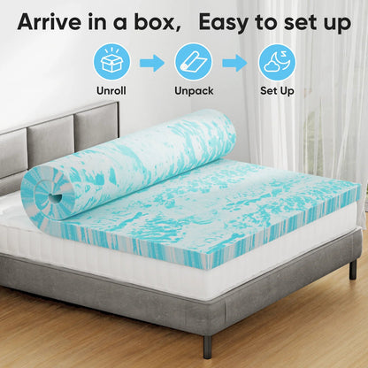 JHK 2 Inch Gel Memory Foam Mattress Topper Full Size Cooling Mattress Soft and Breathable Bed Topper School Bedroom Furniture    Home Decor Supply | Online Retail | ShoreShopper.com