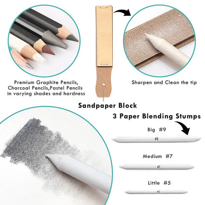 Bview Art Pro Art Kit 49pcs - Sketching Supplies Set with Graphite/Charcoal Pencils, Sketch Pad & Tools for Artists Adults    Home Decor Supply | Online Retail | ShoreShopper.com