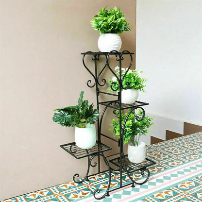 4 Tier Metal Plant Stand for Indoor Outdoor Garden Patio Flower Pot Display Rack Organizer Black and White    Home Decor Supply | Online Retail | ShoreShopper.com