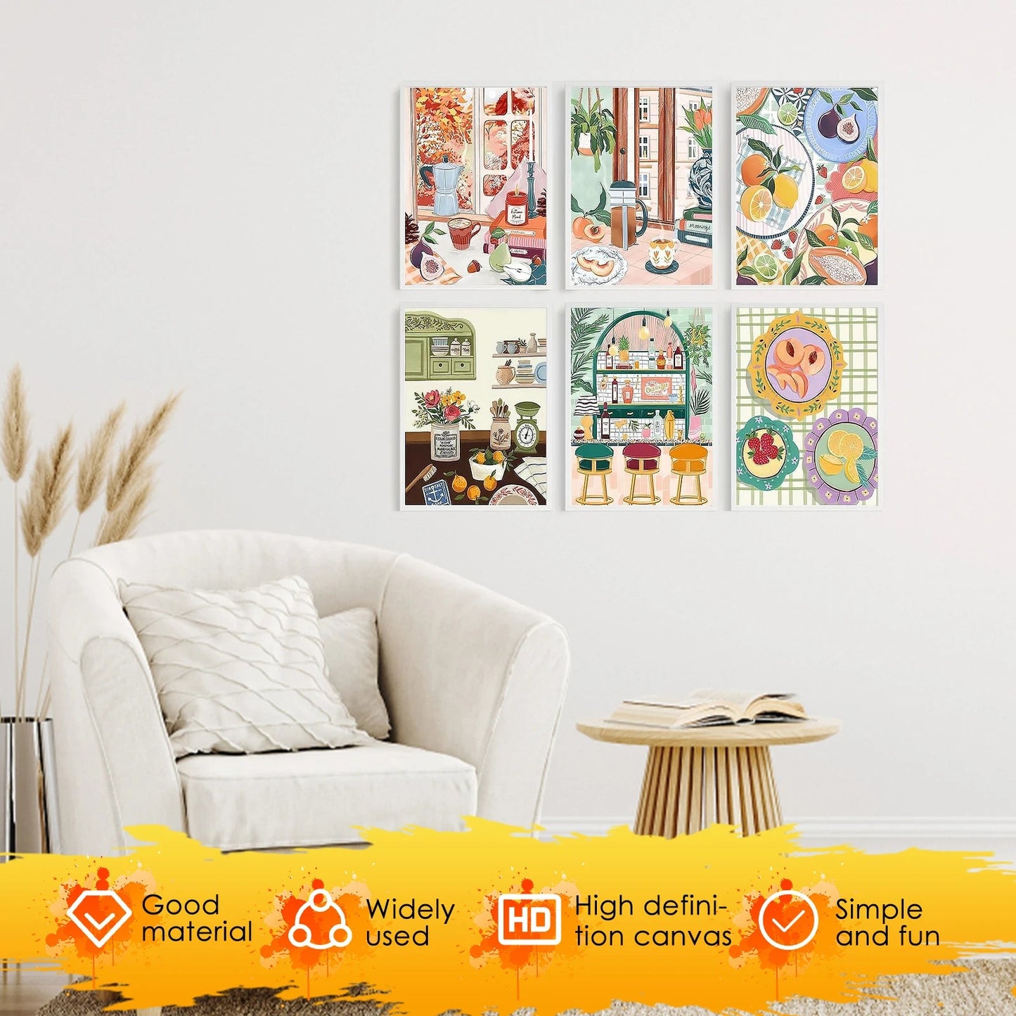 6Pcs Beginners Oil Painting Set Paint by Numbers Kit with Canvas and Brush Accessories Painting Kit for Home Office Wall Decor    Home Decor Supply | Online Retail | ShoreShopper.com