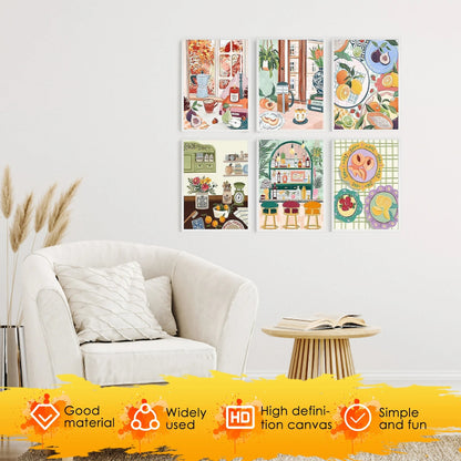 6Pcs Beginners Oil Painting Set Paint by Numbers Kit with Canvas and Brush Accessories Painting Kit for Home Office Wall Decor    Home Decor Supply | Online Retail | ShoreShopper.com