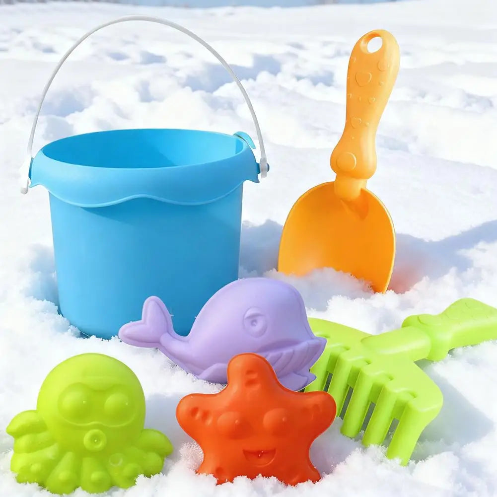 Beach Toy Set for Kids Plastic Sand Play Set with Bucket, Shovels, Molds Sea Creature Molds, Smooth Edges, Bright Colors    Your Coastal Marketplace | Shoreshopper.com