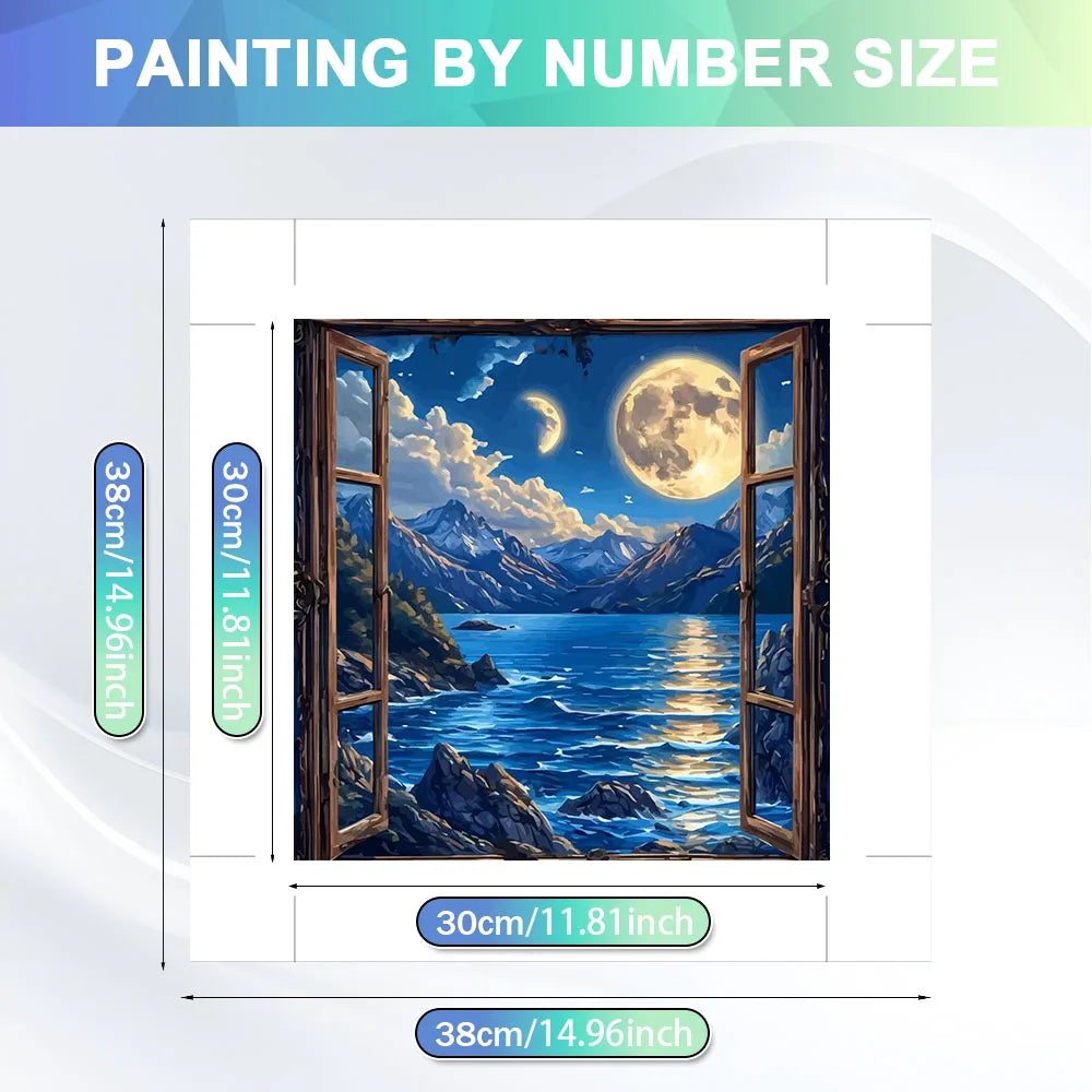 HUACAN Coloring By Numbers Mountain Landscape HandPainted Kits Home Decor Sea Painting Drawing Pictures By Numbers Diy Gift Art - ShoreCo.Shop