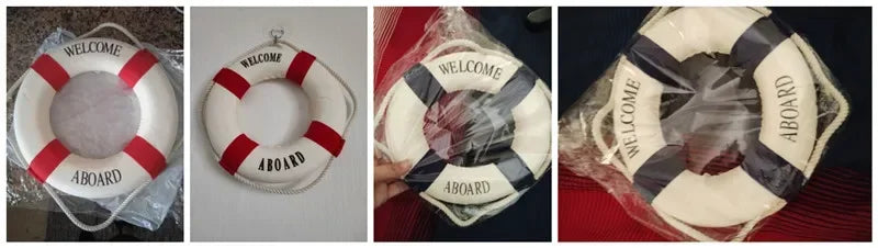 Nautical Style Welcome Decorative Red Blue Life Buoy Home Marine Beach Wall Decoration Crafts Living Room    Your Coastal Marketplace | Shoreshopper.com