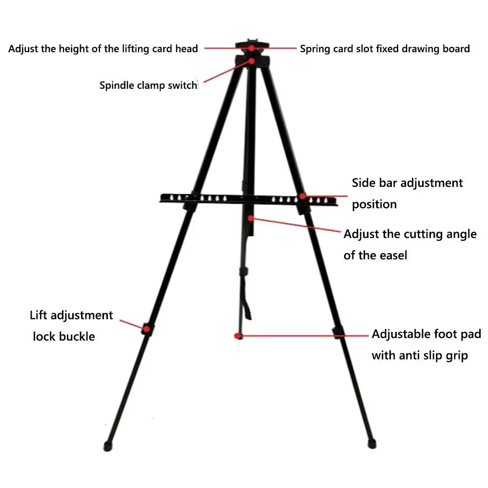 Adjustable Sketching Easel Black Silver Aluminum Alloy Sketch Drawing Easel Triangle Tool Shelf Travel Easel Art Supplies    Home Decor Supply | Online Retail | ShoreShopper.com