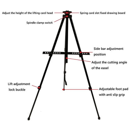 Adjustable Sketching Easel Black Silver Aluminum Alloy Sketch Drawing Easel Triangle Tool Shelf Travel Easel Art Supplies    Home Decor Supply | Online Retail | ShoreShopper.com