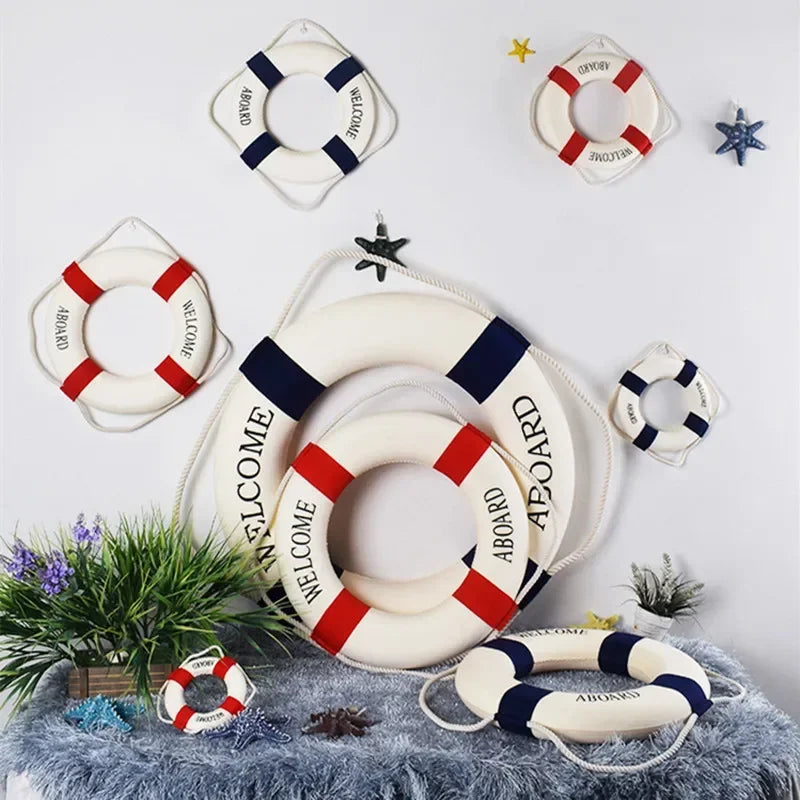 Nautical Style Welcome Decorative Red Blue Life Buoy Home Marine Beach Wall Decoration Crafts Living Room    Your Coastal Marketplace | Shoreshopper.com