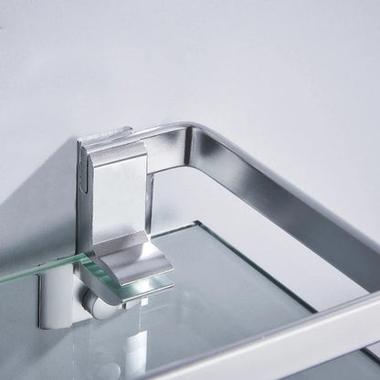 Tempered Glass Bathroom Shelf Aluminum Storage Rack Rectangular 30 40 50cm 1 Tier Silver Sand Sprayed Wall Mounted    Home Decor Supply | Online Retail | ShoreShopper.com