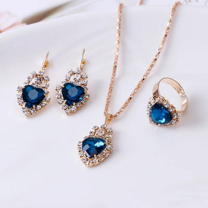 Jewelry Sets Women Wedding Jewelry Set for Brides Gold-Color Zirconia Earring Pendant Necklace Ring Sets    Home Decor Supply | Online Retail | ShoreShopper.com