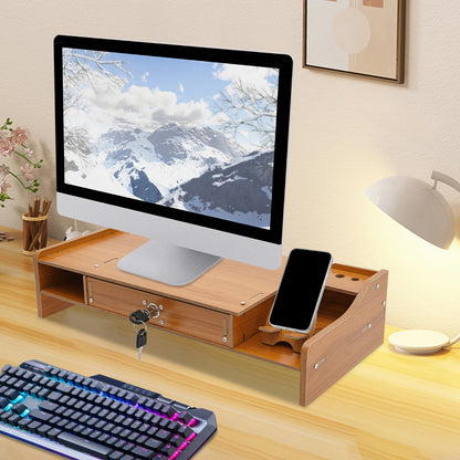 Wooden Desk Organizer W/ Drawer File Storage Desk Monitor Riser Computer Stand    Home Decor Supply | Online Retail | ShoreShopper.com