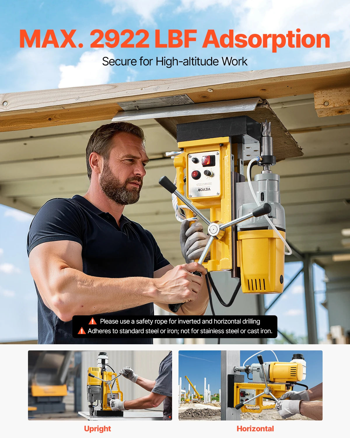 SucceBuy Magnetic Drill Boring Diameter Portable Electric Mag Drill Press Drilling Machine Metal Surface Industrial Improvement - ShoreCo.Shop