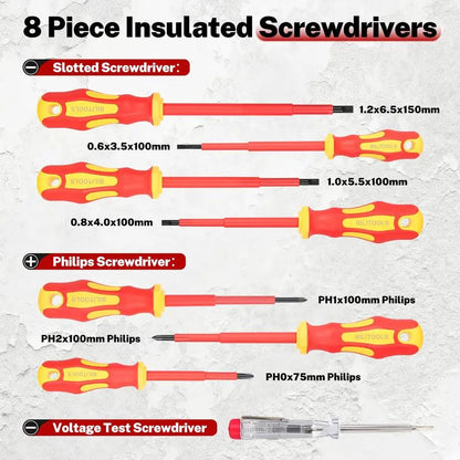 Insulated Screwdriver amp Pliers Set, 1000V Electrical Tools for Electrician Magnetic Phillips Slotted Pozidriv Tips    Home Decor Supply | Online Retail | ShoreShopper.com