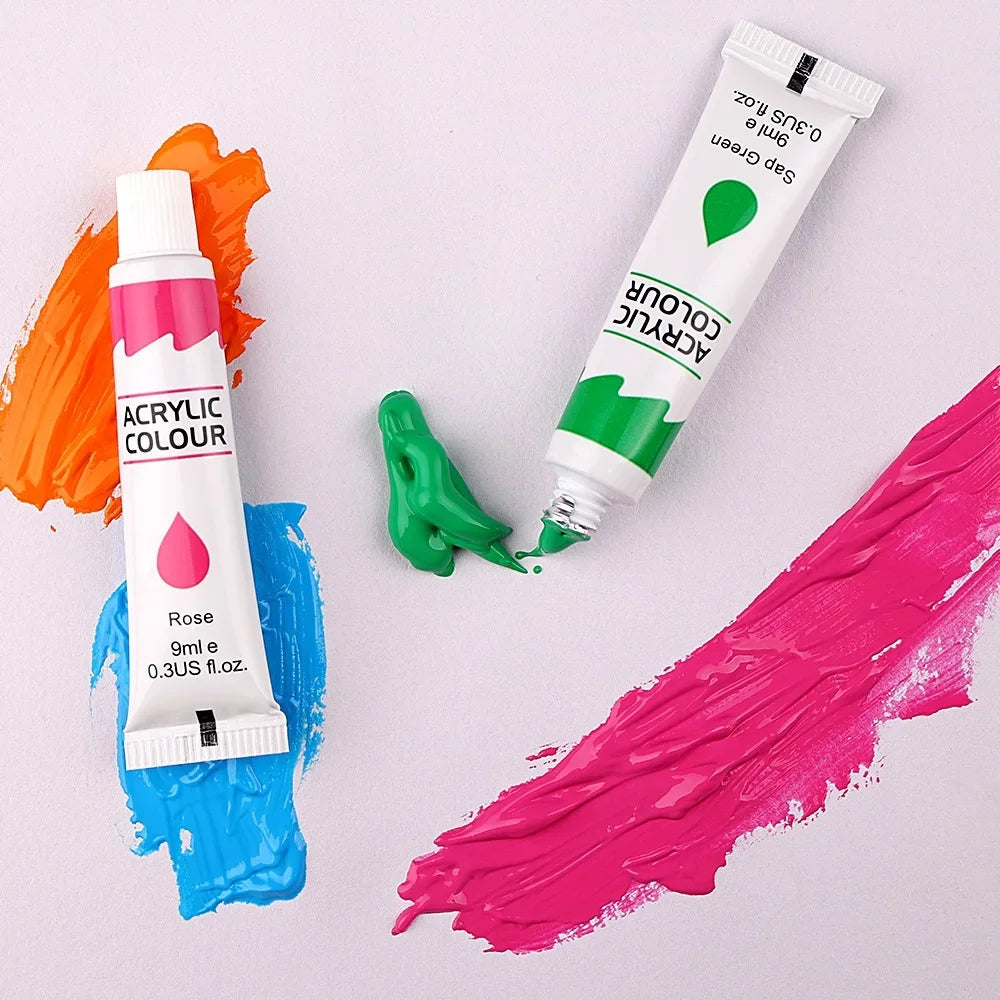 12 Color Acrylic Paint Set 9ml Tubes Waterproof Art Supplies for Beginner Artists DIY Painting on Canvas Wall Art Craft Projects    Home Decor Supply | Online Retail | ShoreShopper.com
