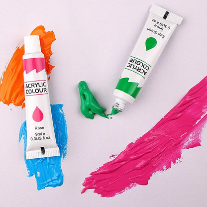 12 Color Acrylic Paint Set 9ml Tubes Waterproof Art Supplies for Beginner Artists DIY Painting on Canvas Wall Art Craft Projects    Home Decor Supply | Online Retail | ShoreShopper.com