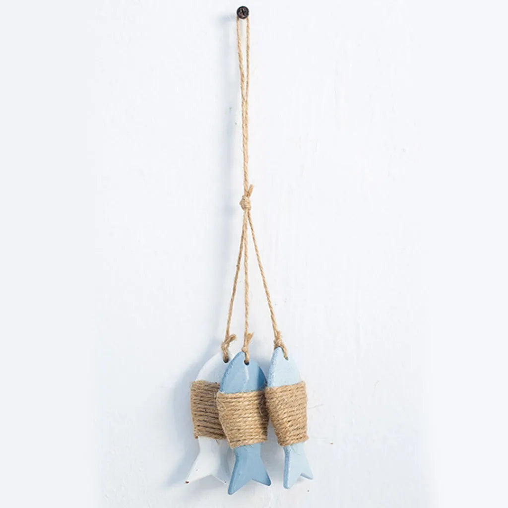 Nautical Theme 3 Fishes Wall Decor Hanging Ornaments Hand Carved Mediterranean Style Wall Hanging Sculptures For Home OfficeGift    Your Coastal Marketplace | Shoreshopper.com