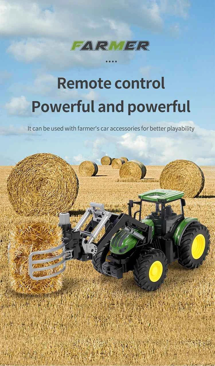 RC Farm Tractors Car 1/24 Radio Controlled Cars and Trucks 2.4G with Light Simulated Engineering Truck Model Toys for Children