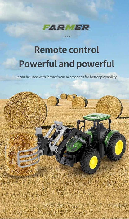 RC Farm Tractors Car 1/24 Radio Controlled Cars and Trucks 2.4G with Light Simulated Engineering Truck Model Toys for Children