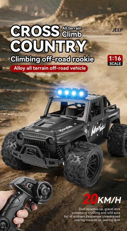 RC Off road Truck 1/16 4WD RTR Durable Beginner All Terrain RC Car High Speed 20Km/h Remote Control Monster Truck Adult Gift Toy