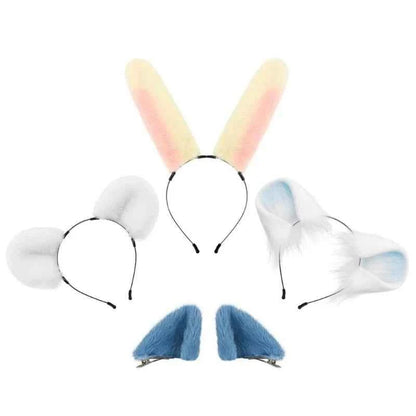 Girl Rabbits Headbands Furry Headwear Hairbands Fun Rabbit Ears Headwear Y166