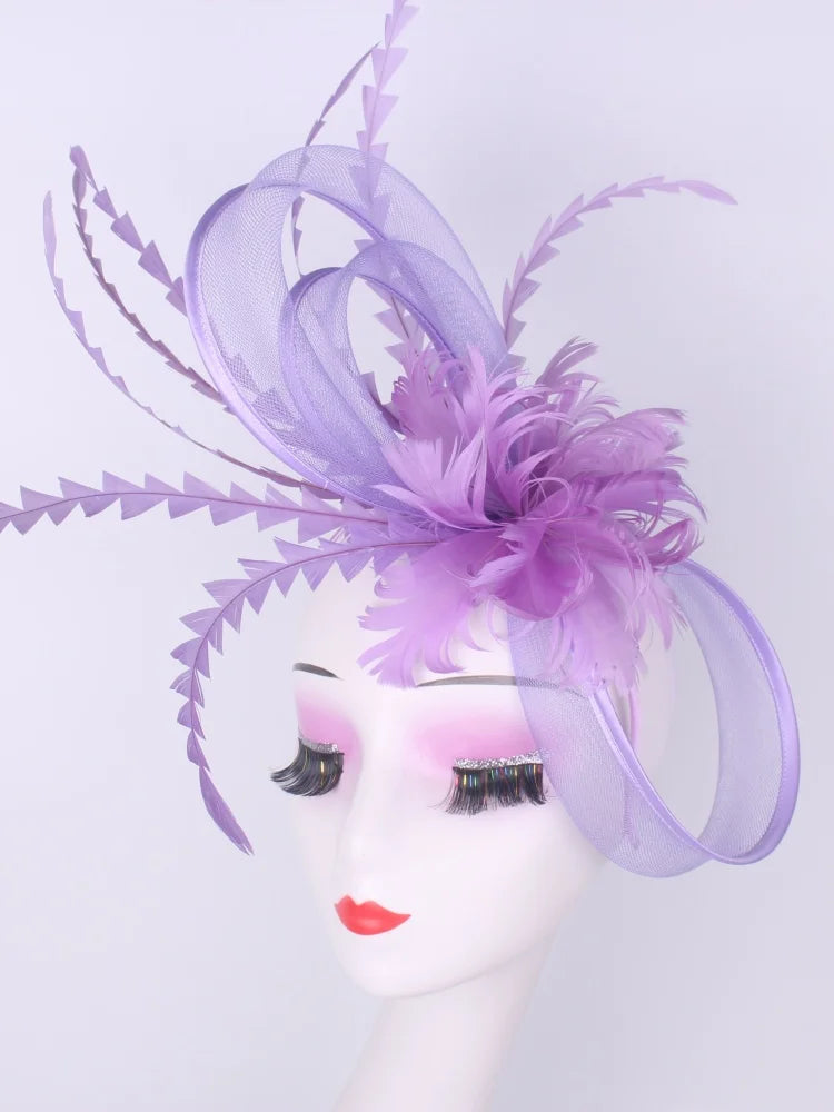 Light blue feather headwear, women's formal event Derby headwear, elegant ladies' hat, fashionable wedding headwear hat    Your Coastal Marketplace | Shoreshopper.com