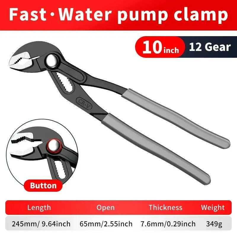 Water Pump Pliers Quick-Release Plumbing Pliers Pipe Wrench Adjustable Water Pipe Clamp Pliers Household Hand Tools Multi-functi    Home Decor Supply | Online Retail | ShoreShopper.com