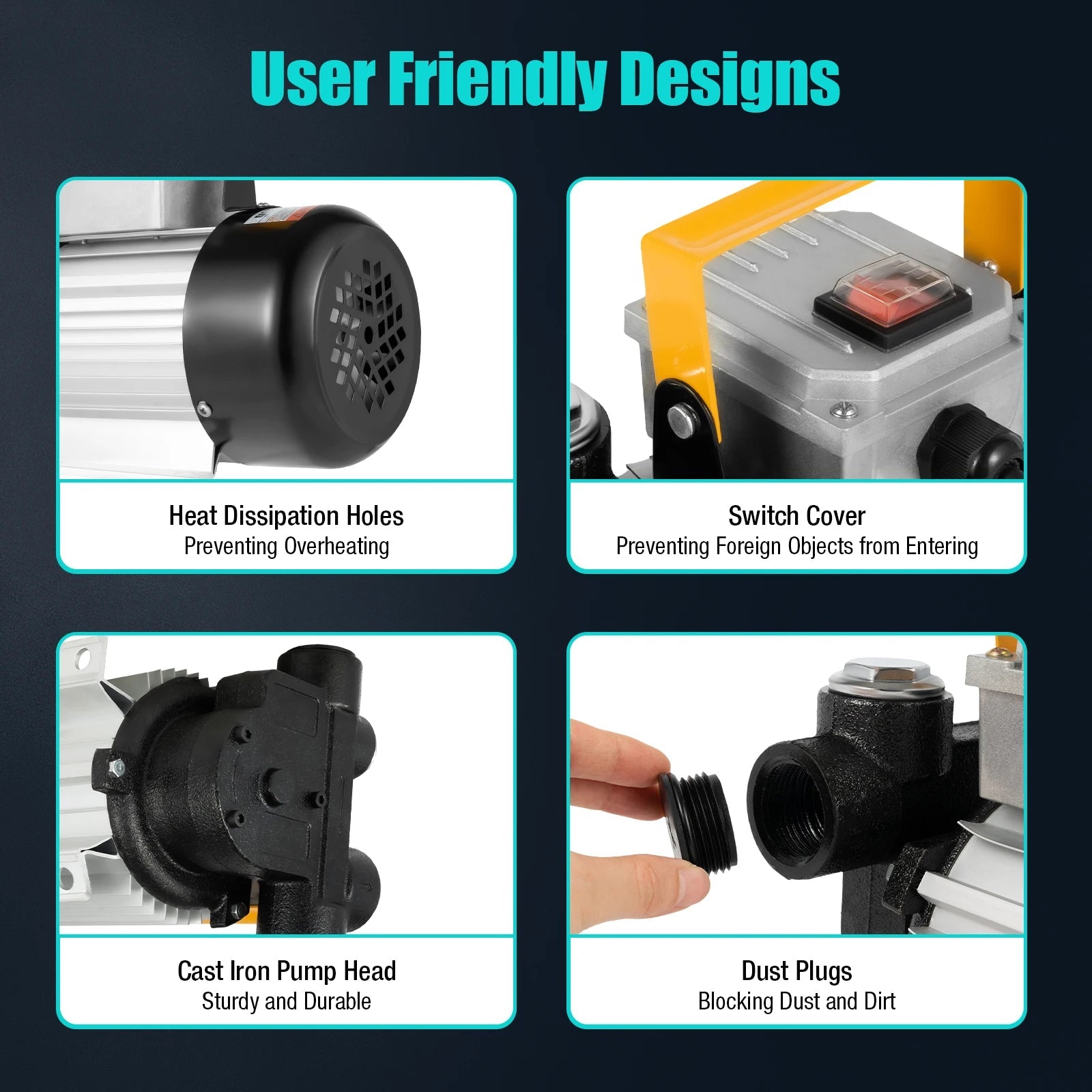 16GPM Commercial Electric Oil Pump Self Priming Transfer Fuel 60L/Min 110V 550W 30*20*20cm/ 11.8*7.9*7.9 In    Home Decor Supply | Online Retail | ShoreShopper.com