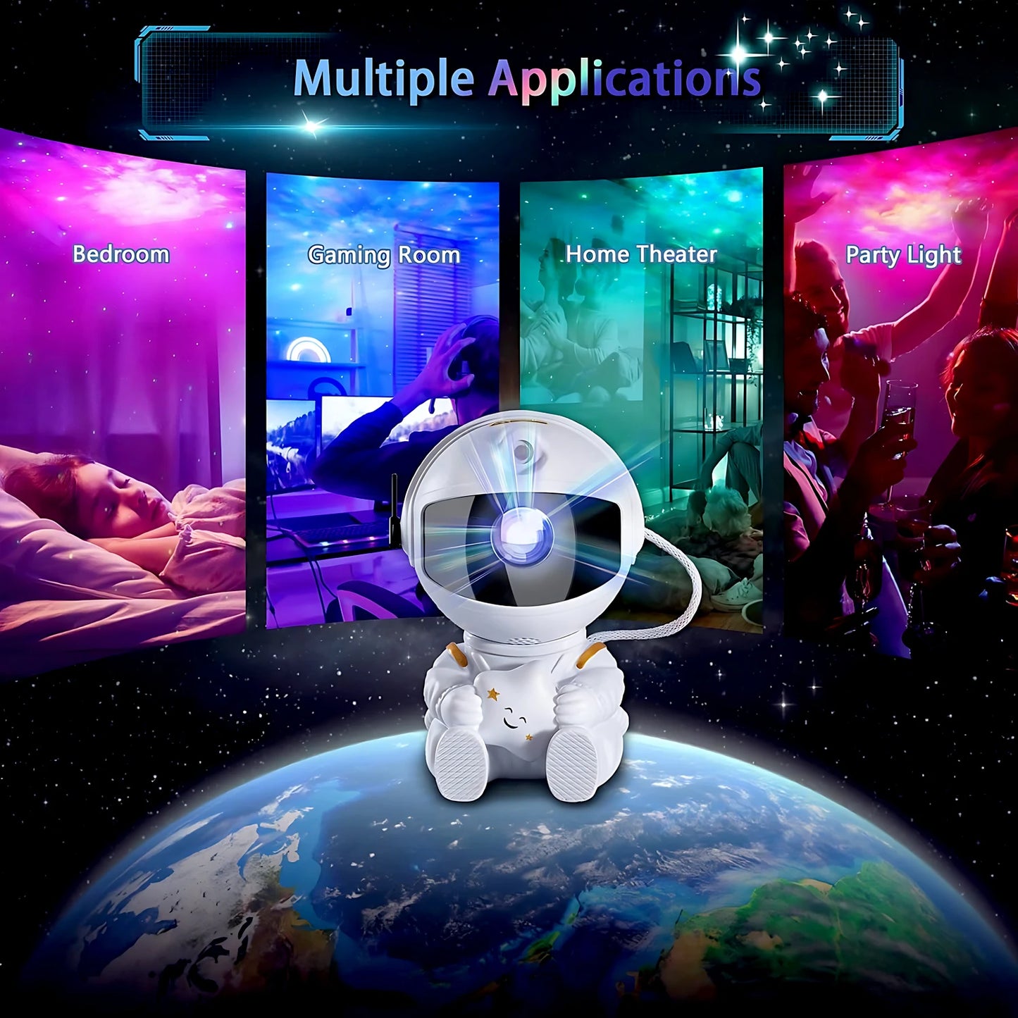 Star Projector Galaxy Night Light Astronaut Space Projector Starry Nebula Ceiling LED Lamp for Bedroom Home Decorative kids gift - ShoreCo.Shop