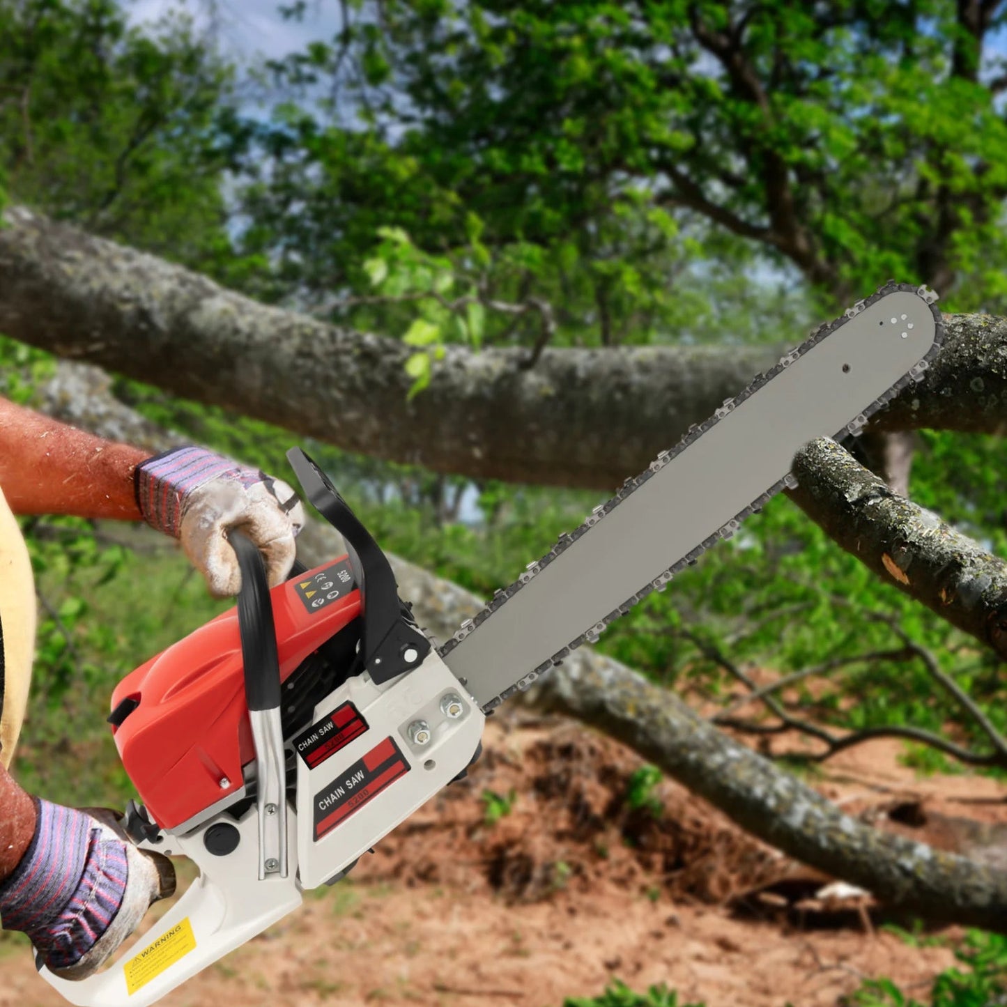 Gasoline Chainsaw with 52cc Engine, 20-inch Bar, and 7500RPM Speed for Heavy-Duty Cutting, Complete with Tool Bag    Home Decor Supply | Online Retail | ShoreShopper.com
