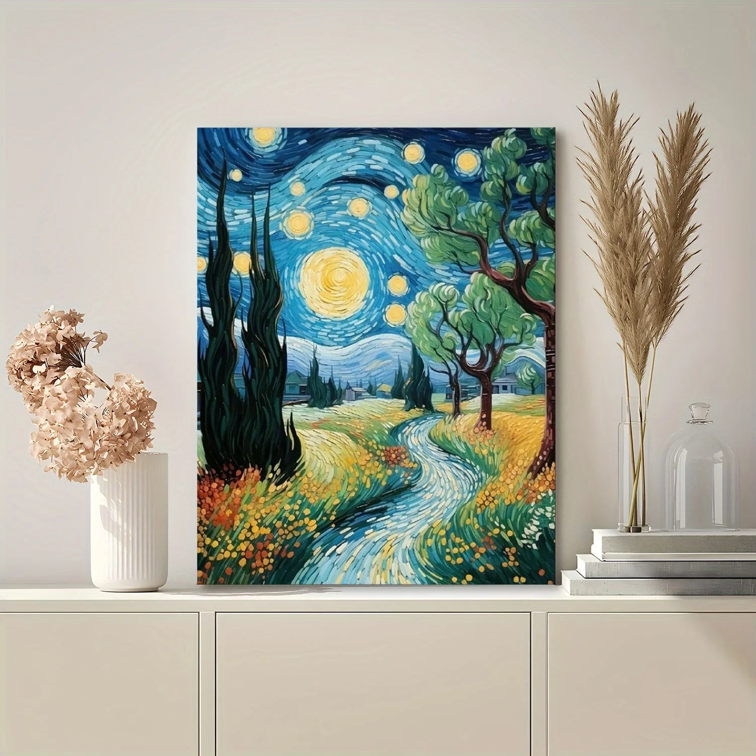 Starry Night Canvas Wall Art with Wood Frame - Perfect Home & Office Decor, Ideal Gift for Any Occasion    Home Decor Supply | Online Retail | ShoreShopper.com