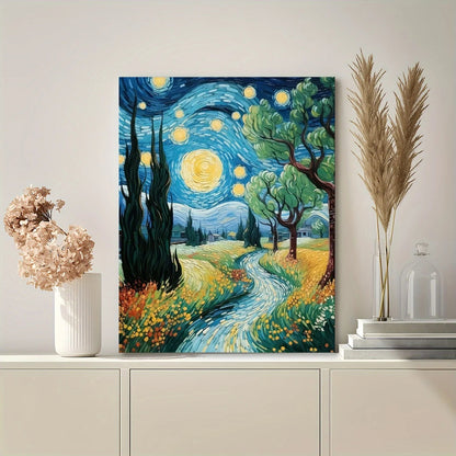Starry Night Canvas Wall Art with Wood Frame - Perfect Home & Office Decor, Ideal Gift for Any Occasion    Home Decor Supply | Online Retail | ShoreShopper.com