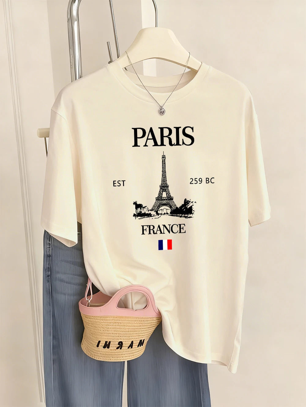 Paris France Eiffel Tower Prints T-Shirts Women Summer Basic Short Sleeve Tops O-Neck Loose T Shirts Basics Soft Womans Clothes    Home Decor Supply | Online Retail | ShoreShopper.com
