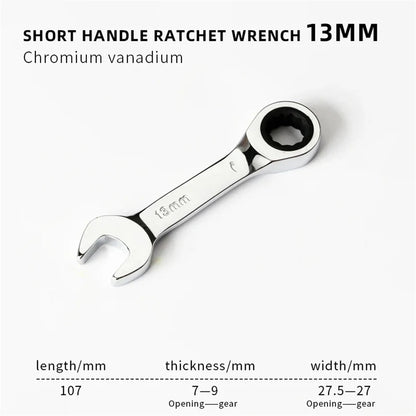 6-19mm Short Handle Quick Ratchet Wrench 72 Teeth Multi Functional Portable Short Dual-use Plum Blossom Small Wrench Hand Tools    Home Decor Supply | Online Retail | ShoreShopper.com