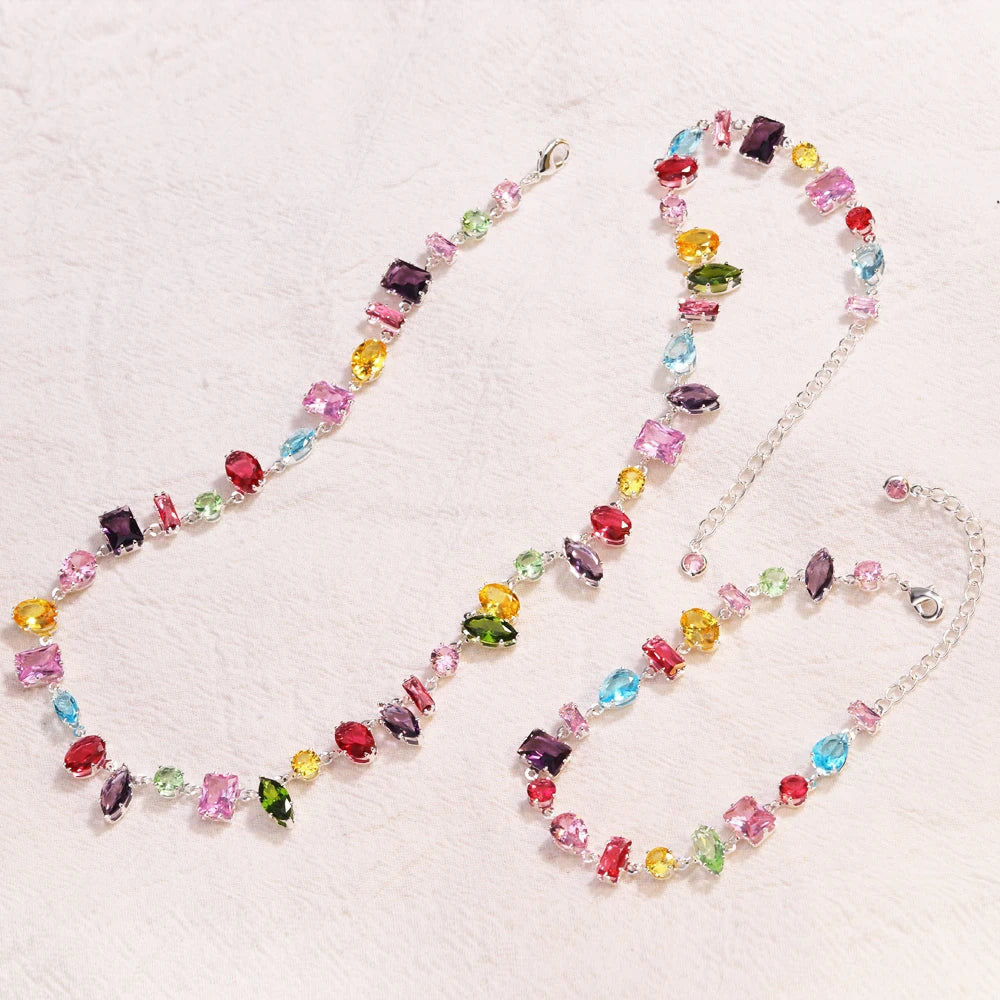 Brand 18K Gold Plated New Luxury Colourful Crystal Zircon Necklace For Women Fashion Party Jewelry Accessories Ladies Jewellery    Home Decor Supply | Online Retail | ShoreShopper.com