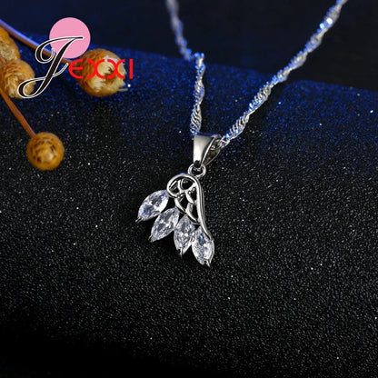 Wedding Jewelry Sets Accessories Women 925 Sterling Silver White Crystal Wing Design Necklace Earrings Flying Feather Sets    Home Decor Supply | Online Retail | ShoreShopper.com