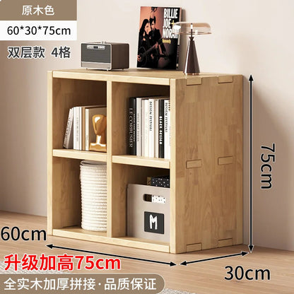 Solid Wood Short Bookshelf Floor Storage Cabinet Grid Organizer Shelf for Living Room Home & Kindergarten Display Unit    Home Decor Supply | Online Retail | ShoreShopper.com