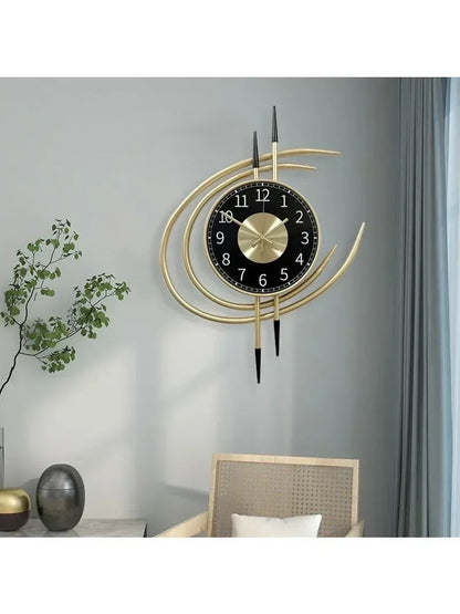 54cm Storm Eye Modern Wall Clock, Large Black Dial Metal Silent Analog Clock, Gold Luxury Decorative for Living Room Bedroom    Home Decor Supply | Online Retail | ShoreShopper.com