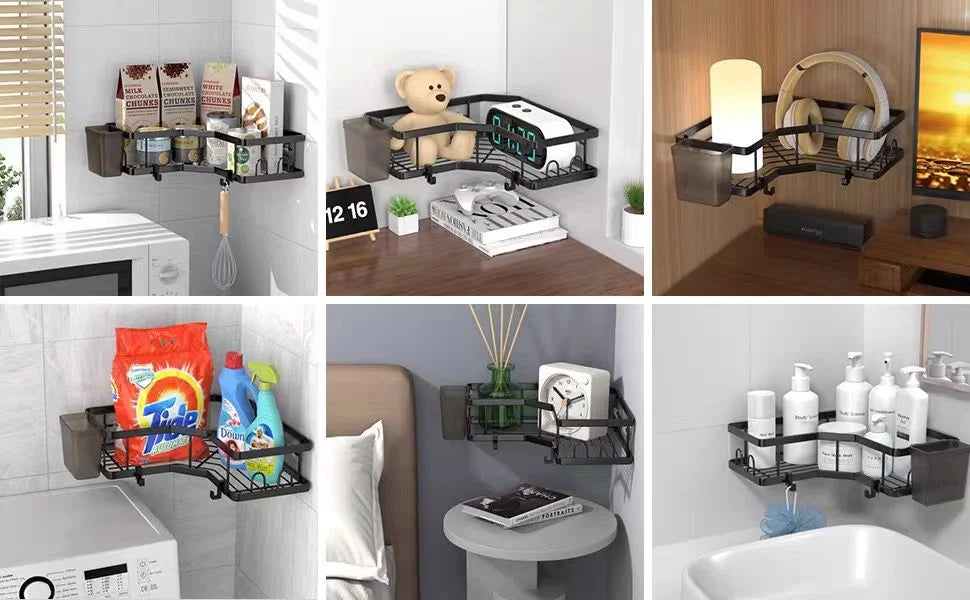 No Drilling Stainless Steel Triangle Double Layer Shelf for Bathroom Balcony Kitchen Corner Storage Space Saving Durable Design    Home Decor Supply | Online Retail | ShoreShopper.com