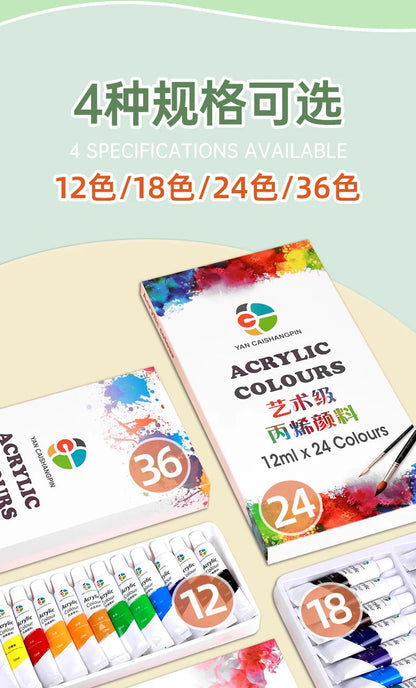 12/18/24/36 Colors Acrylic Paint Set Art Supplies акриловые краски 야광도료 for Artist On Metal Plastic Ceramic Leather Wood Glass    Home Decor Supply | Online Retail | ShoreShopper.com