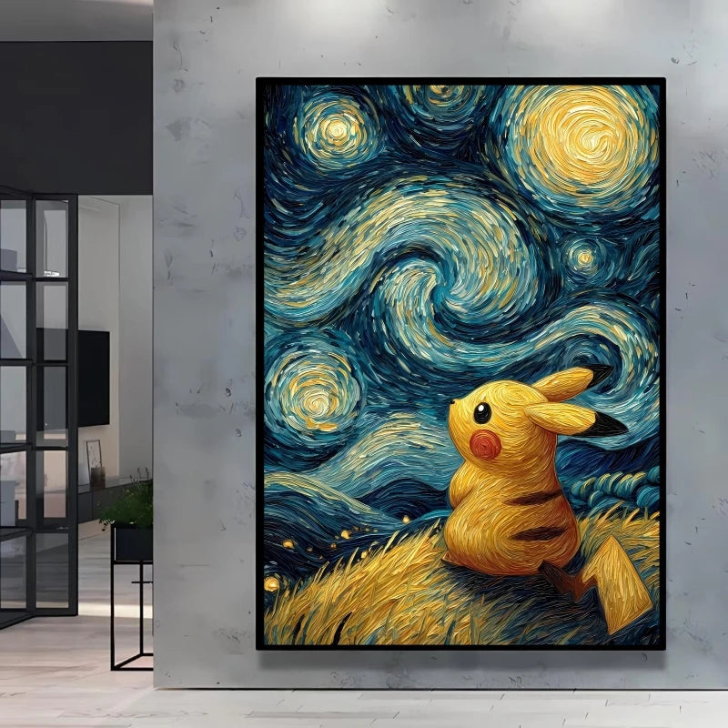 Van Gogh Style Pokemon Pikachu Wall Decoration Multiple Characters Are Available Creating A Unique Artistic Space for Your Home    Home Decor Supply | Online Retail | ShoreShopper.com