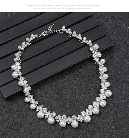 New pearl gemstone jewellery woman necklace set for women jewelry sets light luxury Women's earrings lock bone chain alloy    Home Decor Supply | Online Retail | ShoreShopper.com